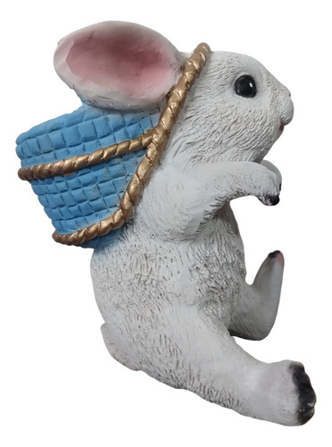 Conejo Colgante Para Maceta, Figura De Resina Color Blanco