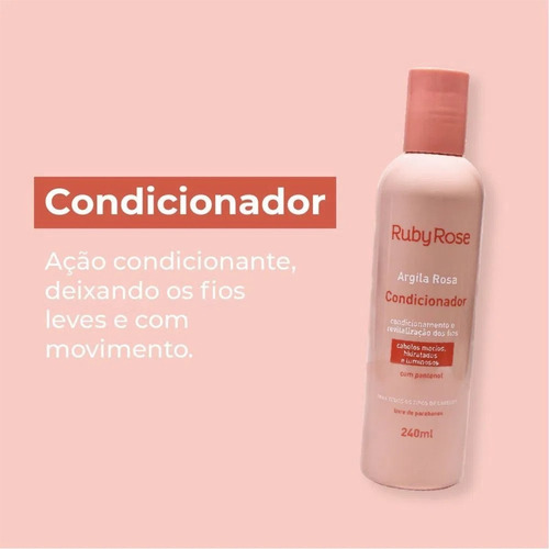 Imagem 3 de 8 de Condicionador Desembaraçante Argila Rosa Ruby Rose