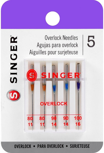 Agujas Singer® 2022 Para Máquina Overlock Pack 5 Unidades