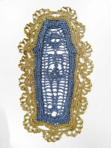 Modelo Único - Esqueleto Tejido Crochet - Azul Y Dorado