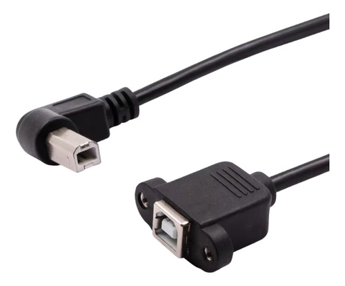 Cabo Usb 2.0 Tipo-b Macho/femea 50cm P/ Painel 90°