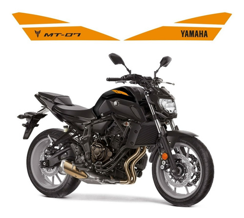 Adesivo Lateral Tanque Para Yamaha Mt-07 17295 Cor Laranja