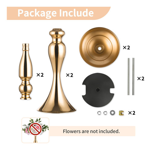 Jarrones Nuptio De Metal Dorado, 50 Cm, Para Centros De Mesa