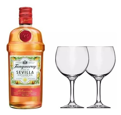 Gin Tanqueray Flor De Sevilla 700ml + 2 Copas  Ayres Cuyanos