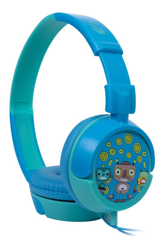 Imagem 5 de 9 de Kit Fone De Ouvido Infantil Unicórnio Rosa + Robôs Azul Oex
