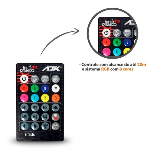 Imagem 5 de 10 de Kit Strobo Automotivo Ajk 4 Faróis Rgb Com Controle Rítmico