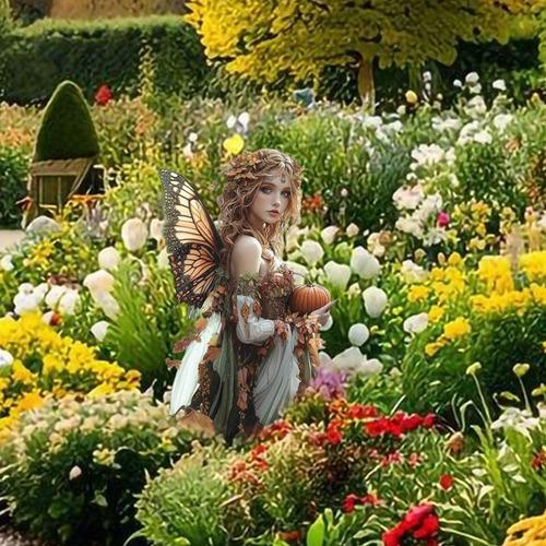 Estaca De Jardín Con Escena De Hadas Plana 2d, Estaca Para