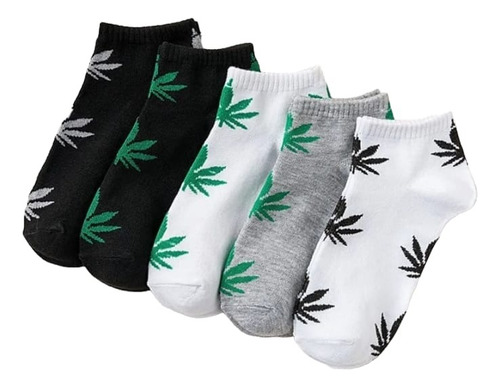 5 Pares Tines Cortos Hoja Marihuana Cannabis Mota 420 Calida