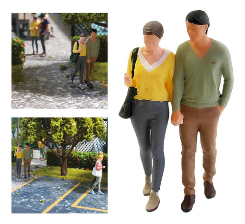 1:64 Escala Pareja Figura Pvc Personas Escenario Amarillo