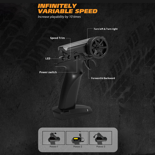 Controle Remoto Car Car Drift Com Luzes, Rodas... 4ghz 2
