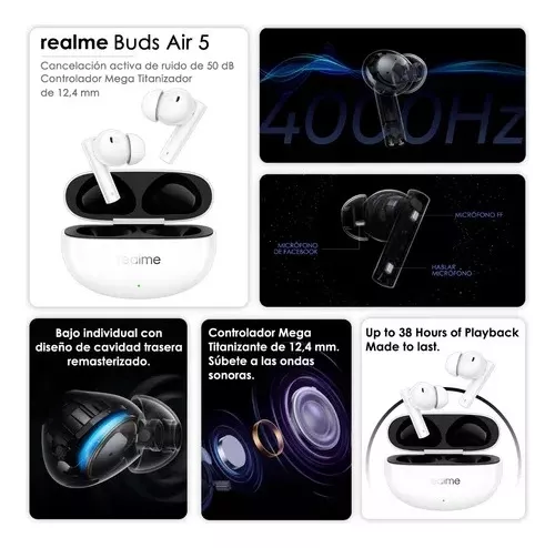 Audifonos Inalambricos Bluetooth Cancelacion De Ruido LED Air 31 Blanco