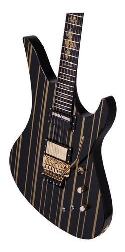 Guitarra elétrica Schecter Synyster Custom-S de mogno gloss black with gold stripes brilhante com diapasão de ébano