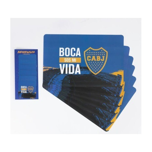 Individuales De Futbol Boca River X 6 Con Posa Vasos
