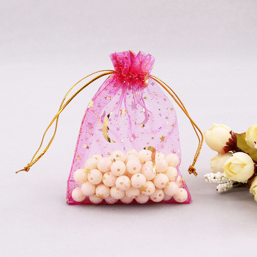 Bolsas De Organza Con Diseño De Luna Y Estrella, 100 Unidade