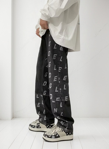 Pantalones De Mezclilla Bordados Con Estampado Retro High St
