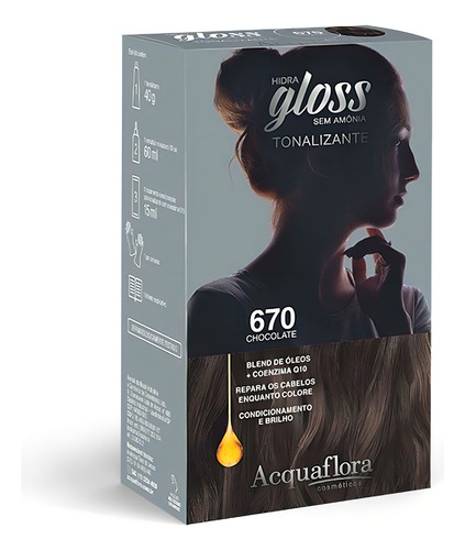 Kit Tonalizante Hidra Gloss - Acquaflora Louro Escuro Tom 670 chocolate