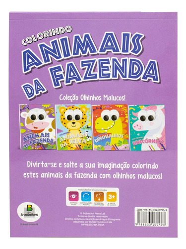 Olhinhos Malucos! Colorindo Animais Da Fazenda, De Brijbasi. Editora Brasileitura, Capa Mole Em Português
