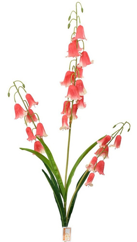 Vara De Campana Flores Artificiales Primavera 110 Cm Hc01803 Color Rojo Y Blanco