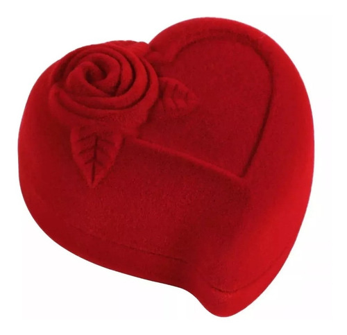 Imagem 2 de 2 de Estojo Caixa Caixinha Para Alianças Coração Veludo Vermelho