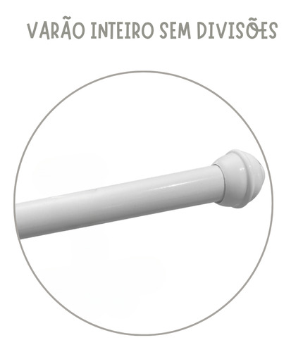Varão Ferro 28mm P/ Cortina Kit Completo 1,30 Metros