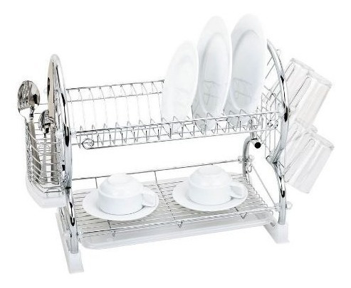 Imagen 5 de 5 de Seca Platos Acero Cromado 2 Pisos Loza Onlineclub