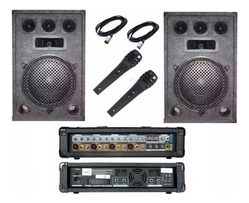 2 Bafles 600w + Consola 9 Ent Efec Potencia 1200w+mic