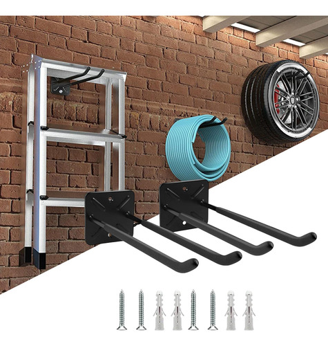 Ganchos De Parede De 2x Garagem Garage Utility Hooks Preto