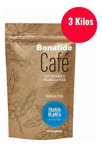 Cafe  Bonafide  Franja Blanca 3 Kilos Molido O En Granos 