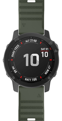 Pulseira Silicone Clássica Para Fenix 7x Fenix 6x Fenix 5x Cor Verde Militar