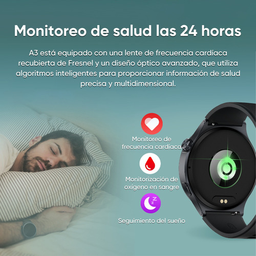 Reloj inteligente Xiaomi Black Shark A3 1.53" Tft Compatible con Android y iOS 3Atm impermeable Negro Smartwatch