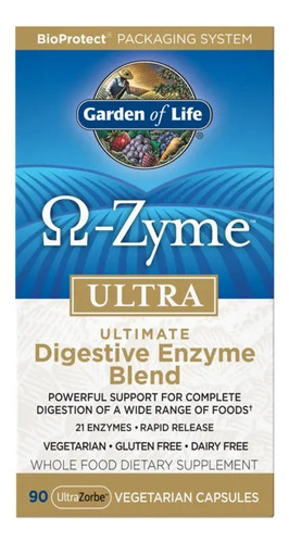 Garden Of Life Enzima Digestiva Q-zyme Ultra - Dosis de 90 cápsulas Sabor Sem Sabor