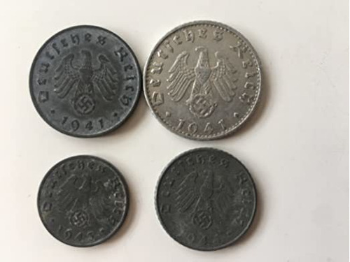 Guerra Era Nazi Reichspfennig 1,5,10 y Monedas, Alemán Te.