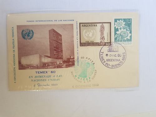 Sobre Primer Dia Exposicion Filatelica Temex 1960