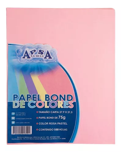 100 Hojas De Color Pastel Carta (8 Colores A Escoger)