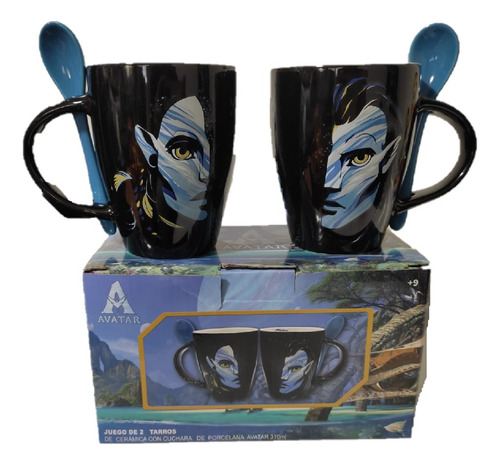 Dúo Tazas Para Café Set De 2 Tarros Avatar Con Cuchara