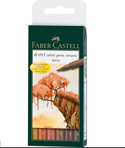 Marcador Faber Castell Pitt Artist Pens Brush Terra X6 