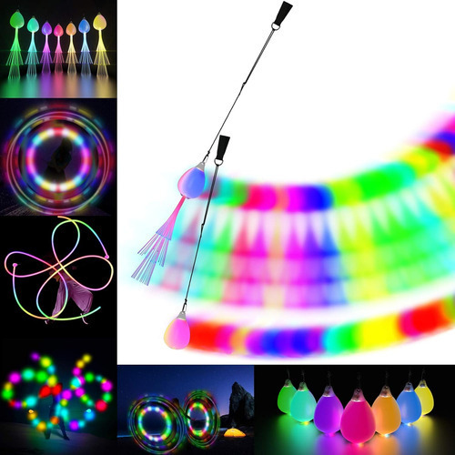 Bolas Poi Glow Juguetes Usb Recargable Con 20 Colores Vibran