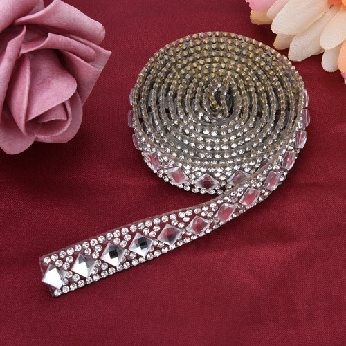 Cadena Termoadhesiva De 2 Yardas Con Diamantes De Imitación,