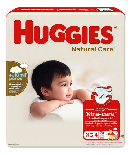 Pañales Huggies Natural Care Xg Etapa 4 X 70 Und