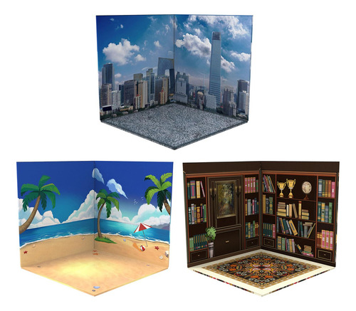3 Piezas 1:12 Escala Telón De Fondo Escena Colección