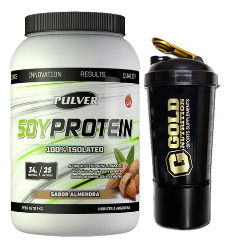 Pulver Soy Protein 1 Kg Proteína De Soja+ Vaso 2 En 1 Shaker