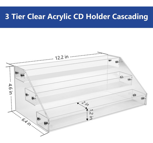 . Soporte De Cd De Acrílico Transparente De 3 Niveles, En