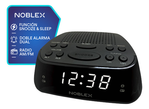 Radio Reloj Noblex Rj960p Despertador Digital Fm Am Color Negro