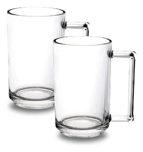 Jogo 2 Canecas Berlin Em Vidro 330ml Cor Branco Liso