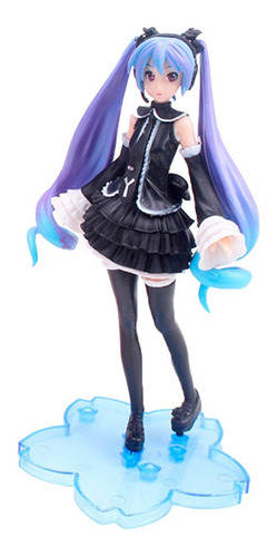 Figura Miku Hatsune Vocaloid Vestido Negro Estrella Pop Pvc 