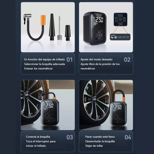 Wireless Compresor De Aire Portatil Inflador De Llantas