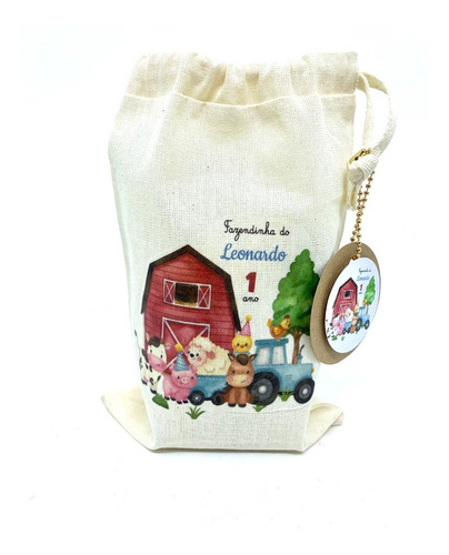 Lembrancinha Ecobag Saquinho Fazendinha Estampados 5 Un