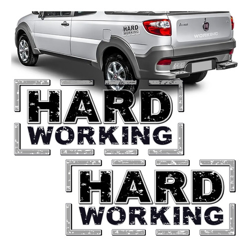 Par Adesivo Hard Working Strada 2013 A 2017 Emblema Lateral