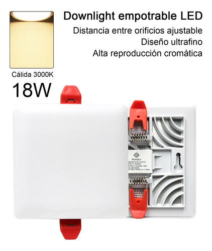 Plafón Cuadrado 18w Luminaria Led Cálido/blanco 3000k/6500k