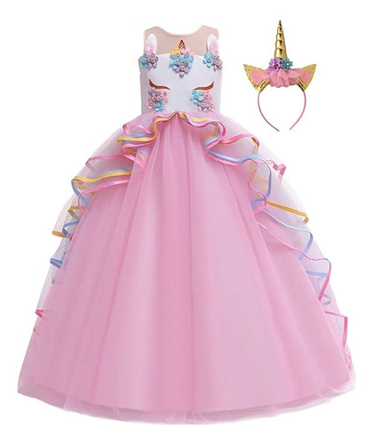 Rt Unicornio Princesa Cumpleaños Tul Fantasía Vestido Para